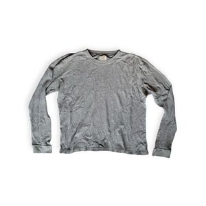 Furst of a Kind Distressed Gray Long Sleeve Top Reworked Vintage Style